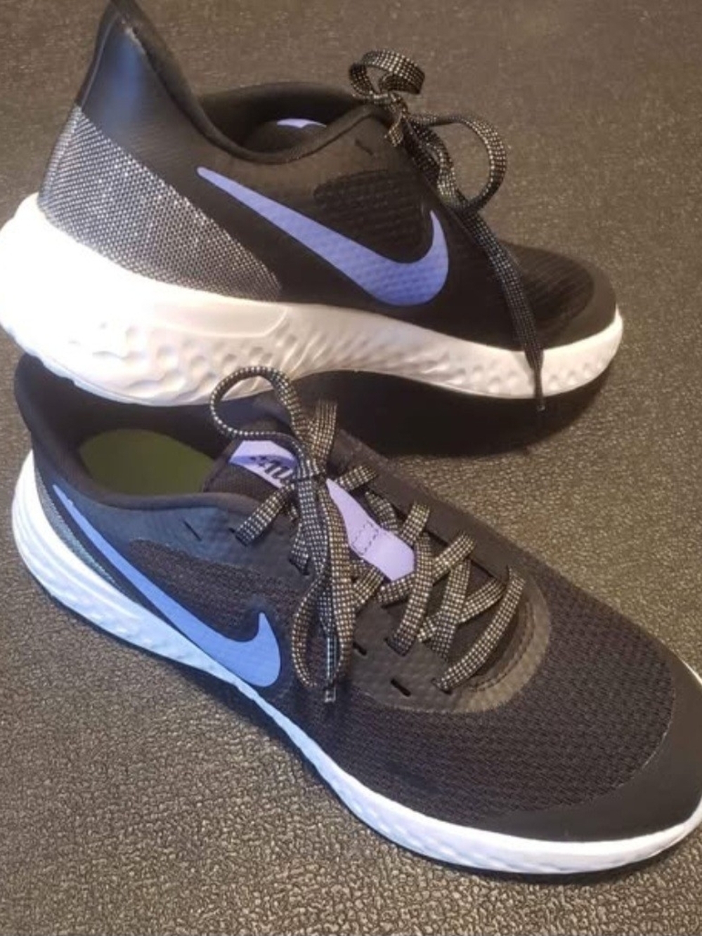 Nike Kid's Black Sneakers with Light Purple Swoosh